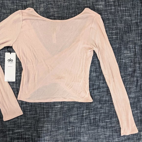 ALO Yoga Ameila Long Sleeve Crop - Nectar - NWT - Picture 3 of 4
